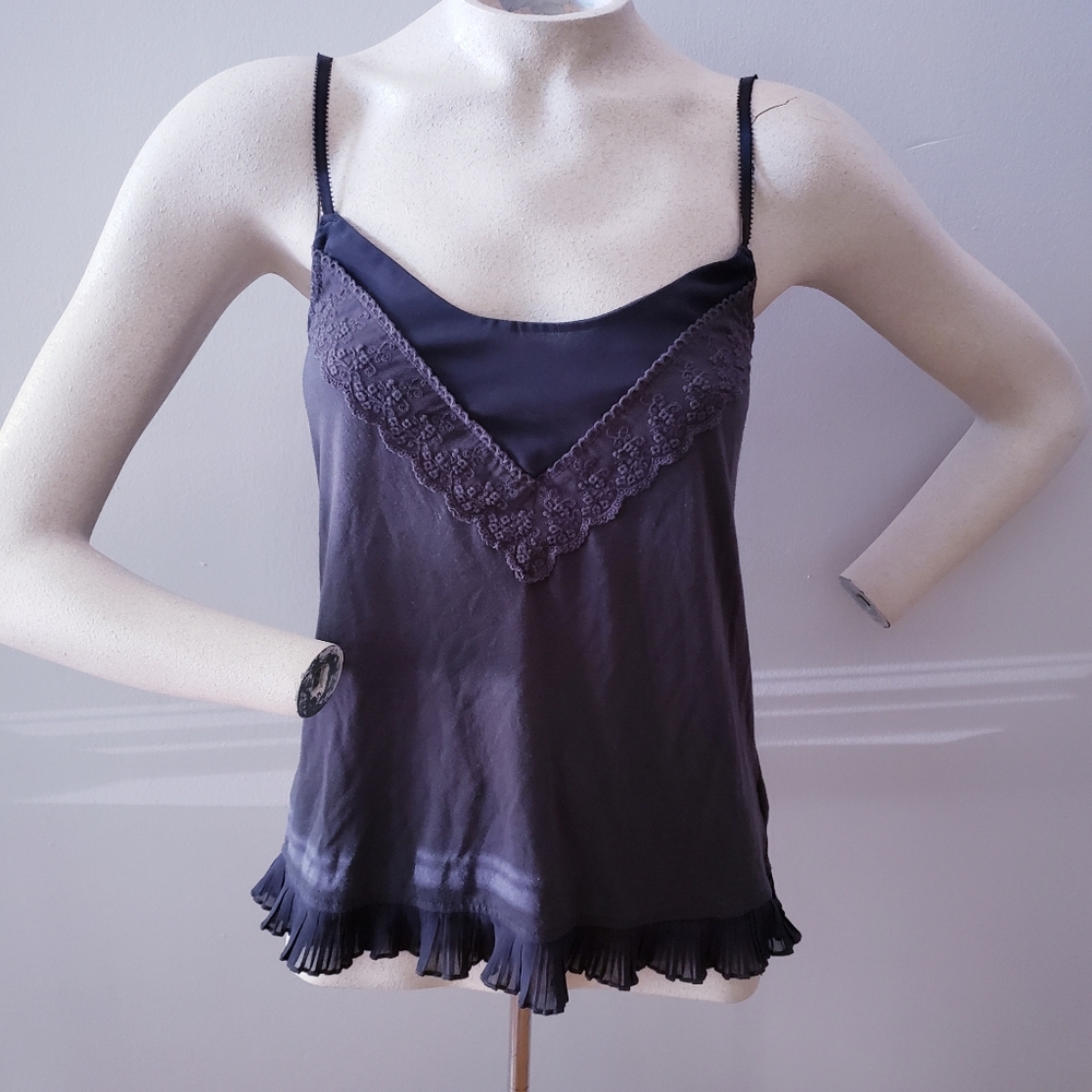 American Eagle Outfitters Black Lace Trim Satin Cami